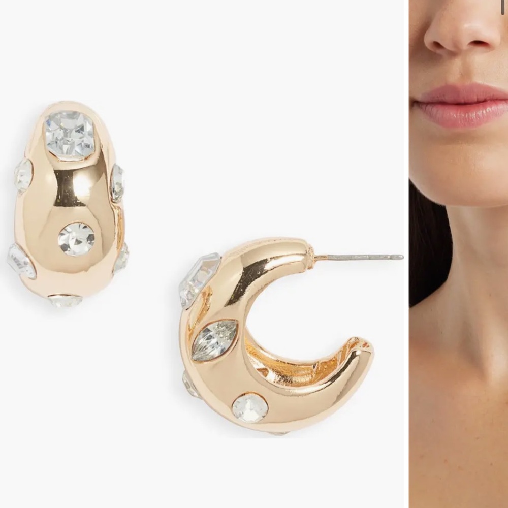 Open Edit Mixed Crystal Hoop Earrings